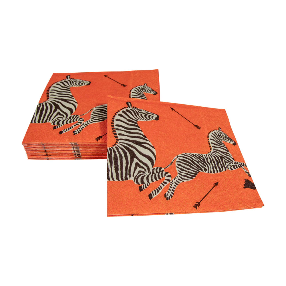 Caspari Zebra Orange Napkin