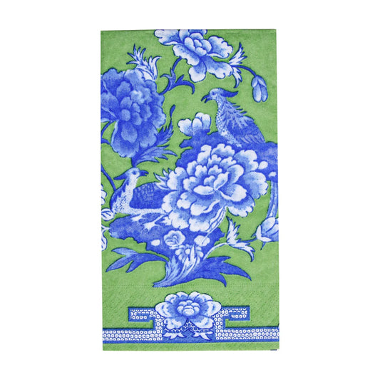 Caspari Green And Blue Plate Guest Towel