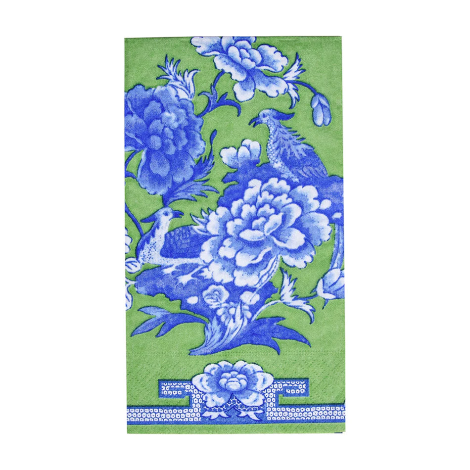 Caspari Green And Blue Plate Guest Towel