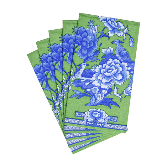 Caspari Green And Blue Plate Guest Towel