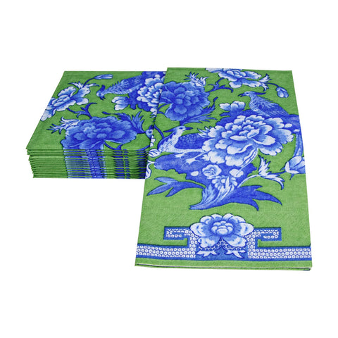 Caspari Green And Blue Plate Guest Towel
