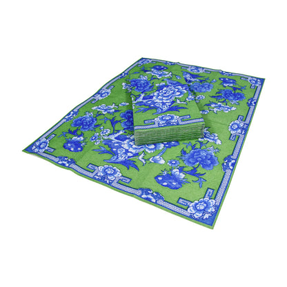 Caspari Green And Blue Plate Guest Towel, view 5