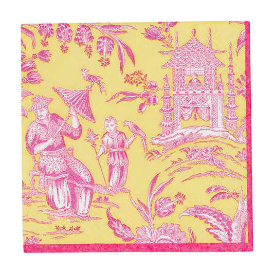 Caspari Silk Road Toile Chartreuse Napkins