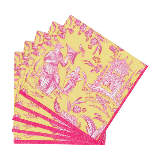 Caspari Silk Road Toile Chartreuse Napkins