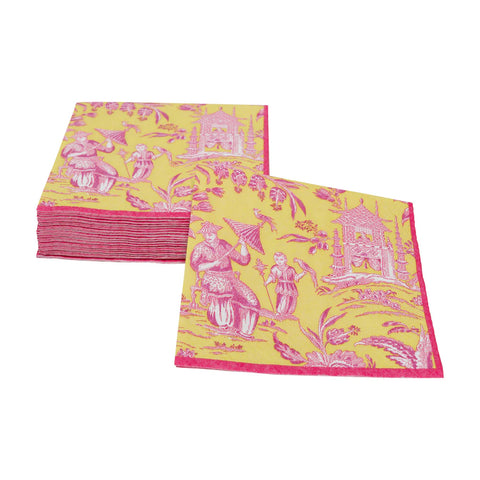 Caspari Silk Road Toile Chartreuse Napkins
