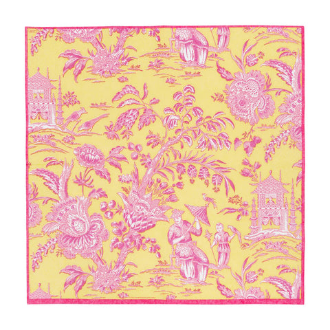 Caspari Silk Road Toile Chartreuse Napkins