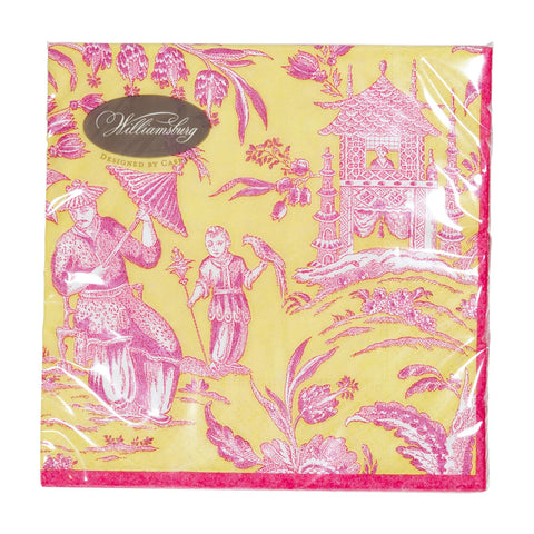 Caspari Silk Road Toile Chartreuse Napkins