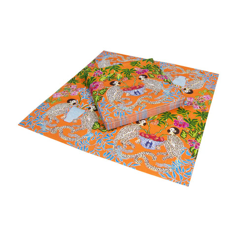 Caspari Monkeys Orange Napkin
