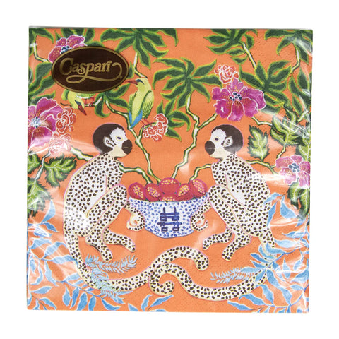 Caspari Monkeys Orange Napkin