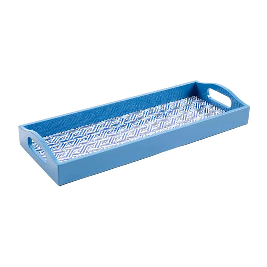 Caspari Fretwork Blue Lacquer Bar Tray