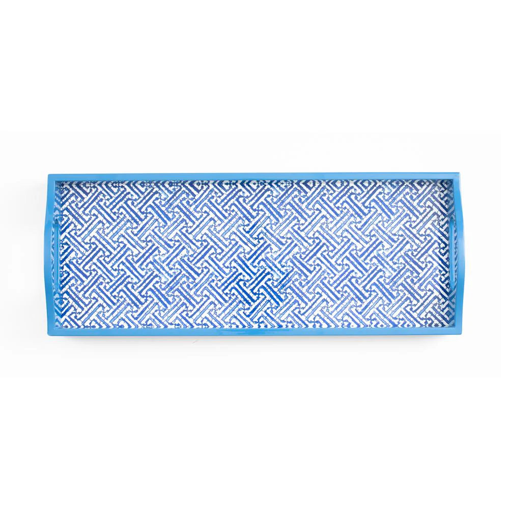 Caspari Fretwork Blue Lacquer Bar Tray, view 3