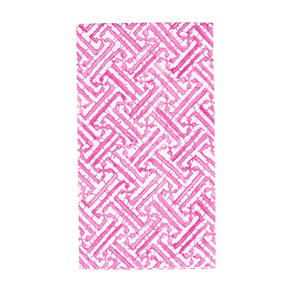 Caspari Fretwork Fuchsia Guest Towel, triple-ply paper napkins