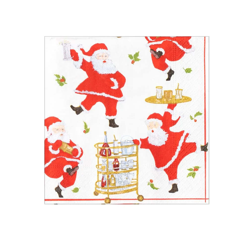 Caspari Boxed Cocktails with Santa Cocktail Napkins