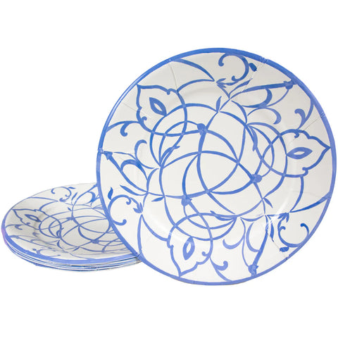 Caspari Algarve Ceramic Blue Dinner Plates