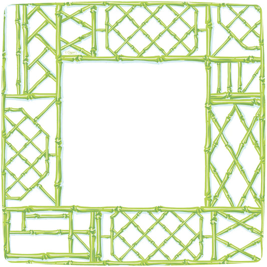 Caspari Bamboo Screen Moss Green Square Dinner Plates