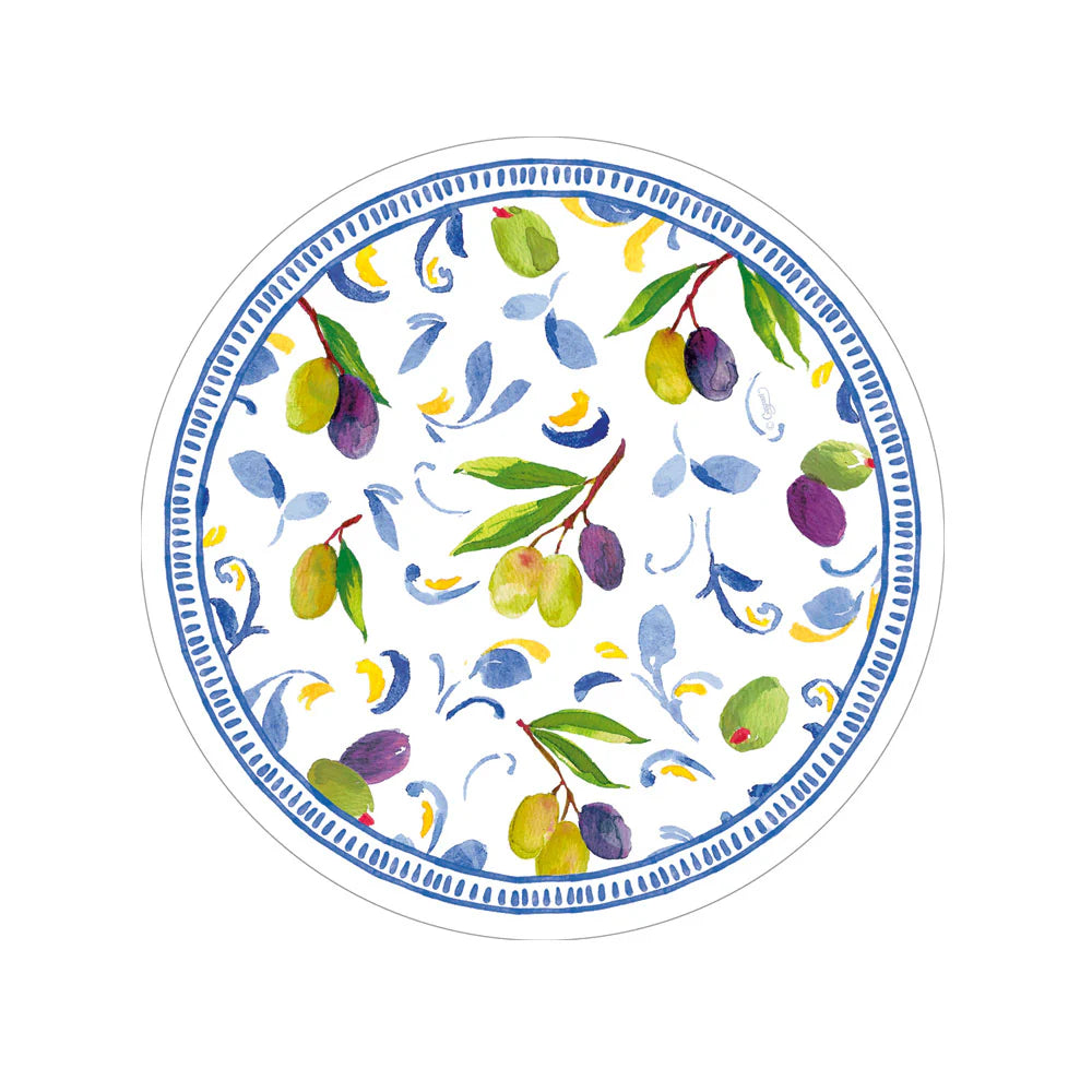 Caspari Mediterranean Blue Salad/Dessert Plates, paper plates