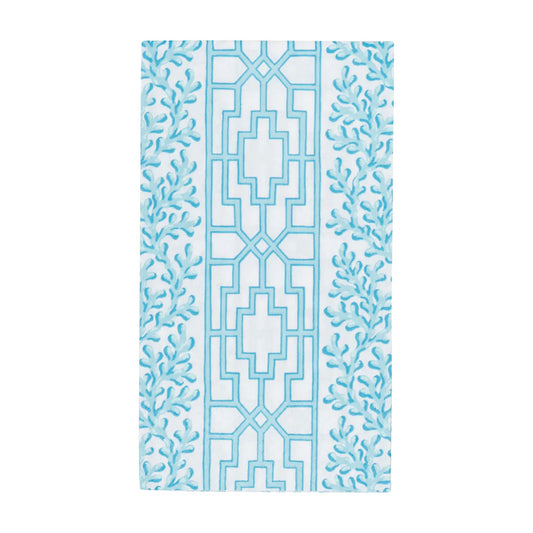 Caspari Coral and Trellis Robin's Egg Guest Towel