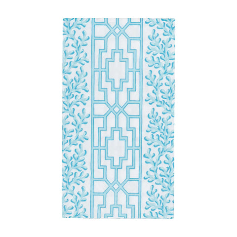 Caspari Coral and Trellis Robin's Egg Guest Towel