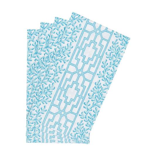 Caspari Coral and Trellis Robin's Egg Guest Towel