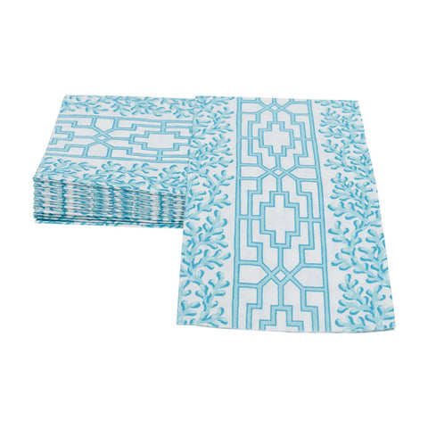 Caspari Coral and Trellis Robin's Egg Guest Towel