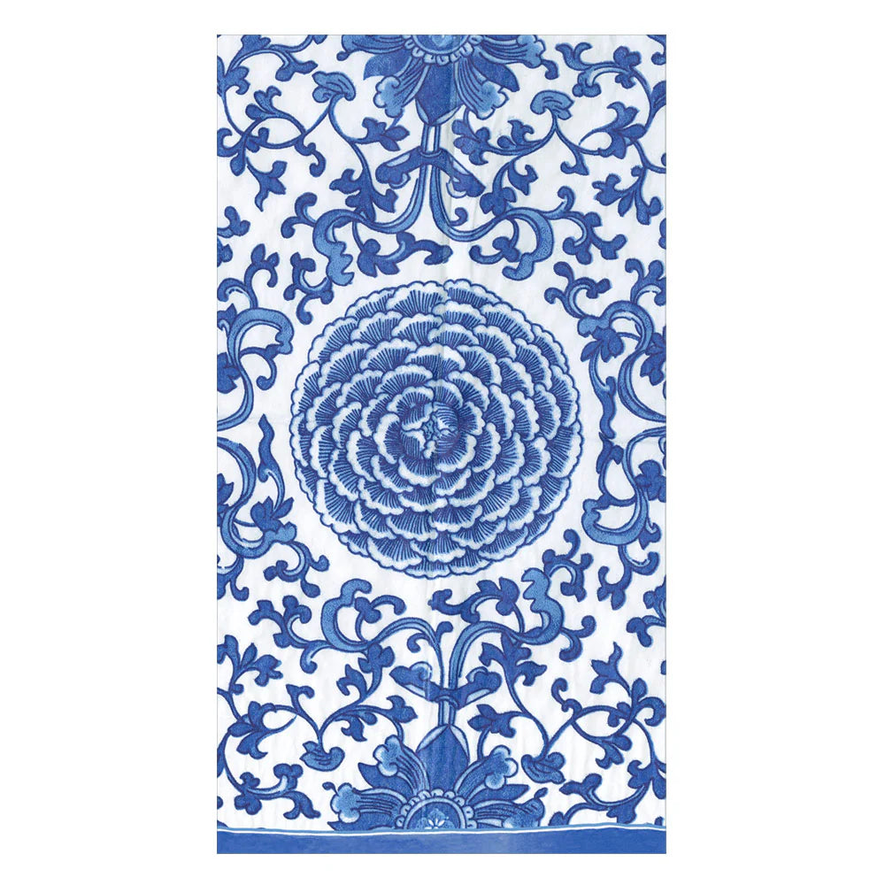 Caspari Indigo Garden Blue/White Guest Towel