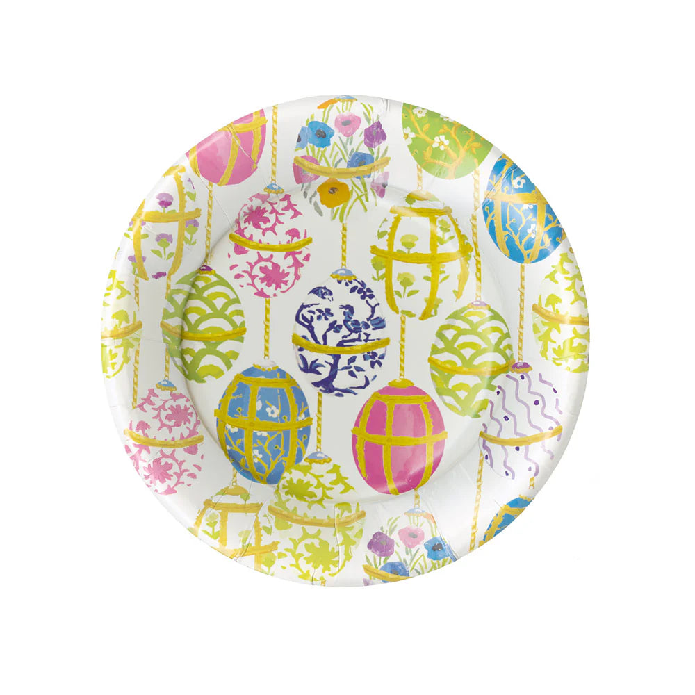 Caspari Les Oeufs Salad/Dessert Plates, paper plates