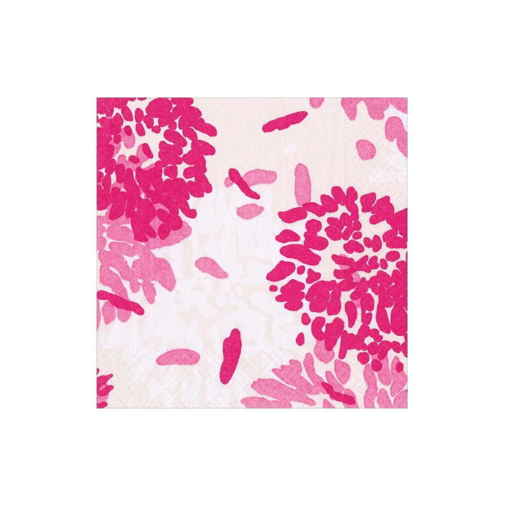 Caspari Boxed Chrysanthemum Raspberry Cocktail Napkins