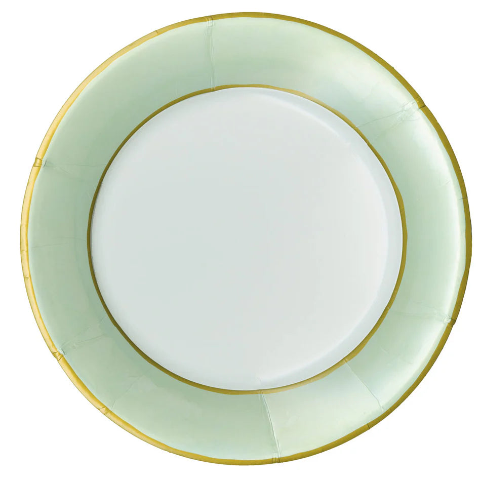 Caspari Watercolor Celadon Luxury Paper Plates