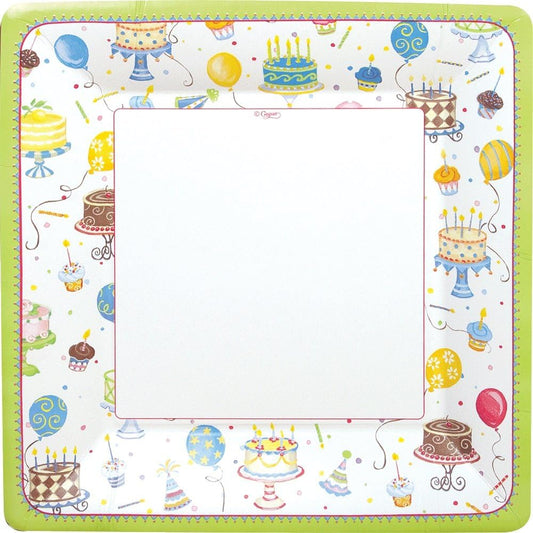 Caspari Happy Birthday Square Dinner Plates