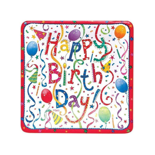 Caspari Happy Birthday Square Salad/Dessert Plates