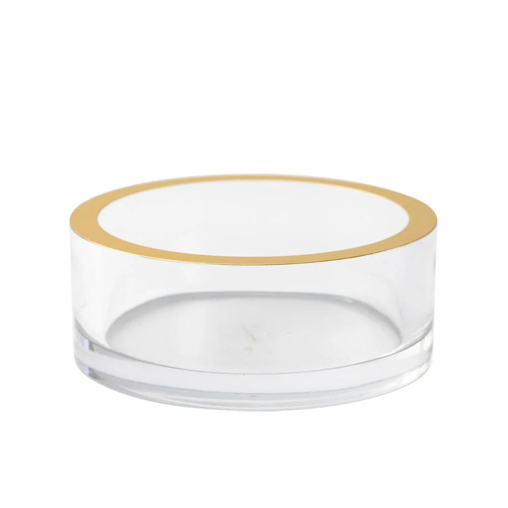 Caspari clear wine coaster with gold rim