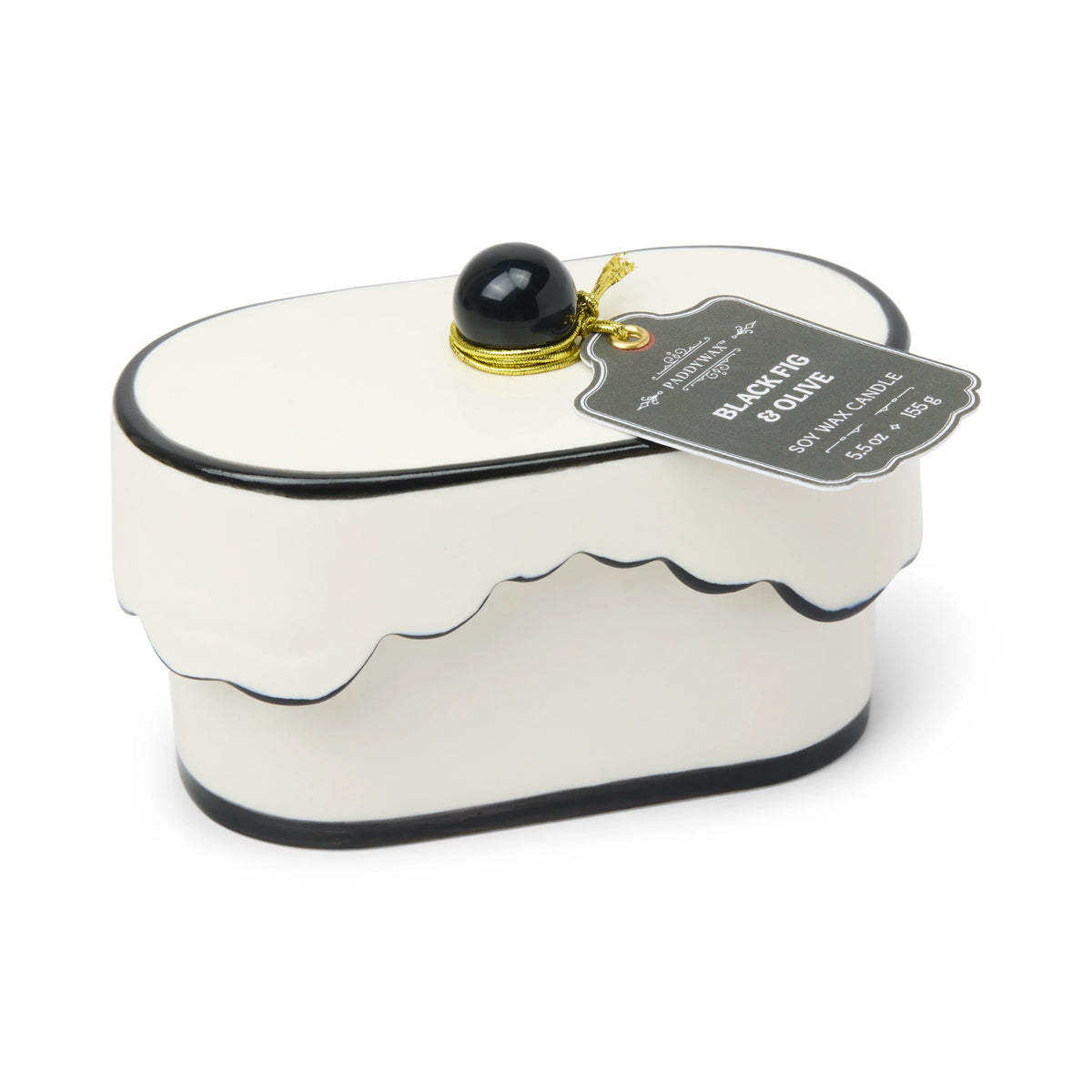 Paddywax Chérie black ceramic dish candle in Black Fig & Olive