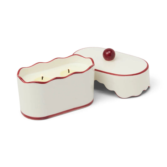 Paddywax Chérie Red Ceramic Dish Candle (French Linen & Orris)