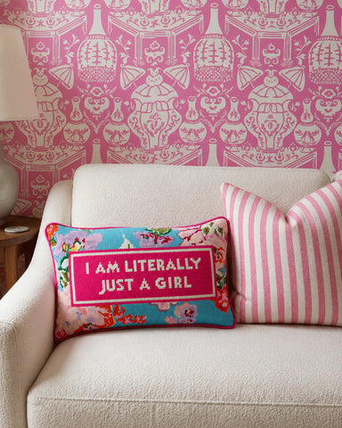 Furbish Just A Girl Needlepoint Pillow