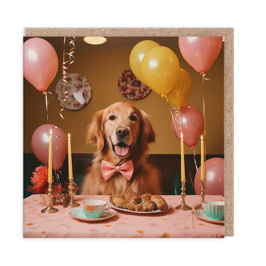 Dog At Table Birthday Card
