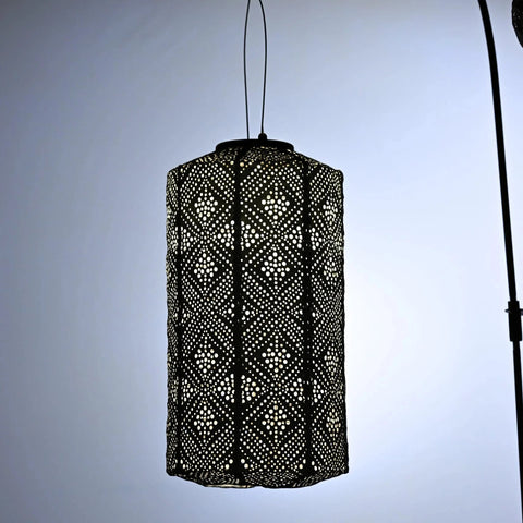 Lumiz Mosaic Taupe Cylinder LED Solar Lantern