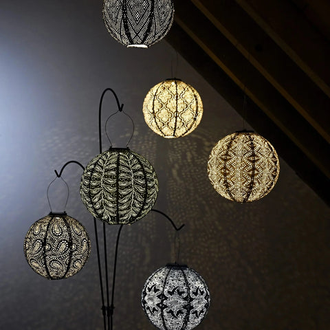 Lumiz Ikat Copper Round LED Solar Lantern