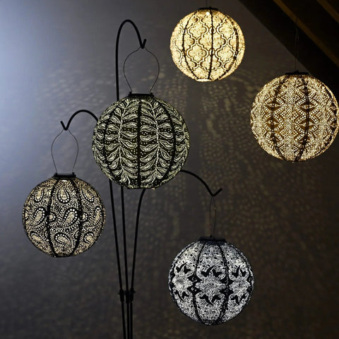 Lumiz Topaze Silver Round LED Solar Lantern