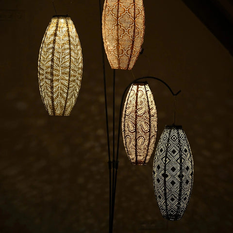 Lumiz Folia Light Taupe Long Oval LED Solar Lantern