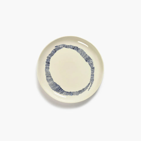 Feast White Swirl Blue Stripe Bread Plate (Set of 2)