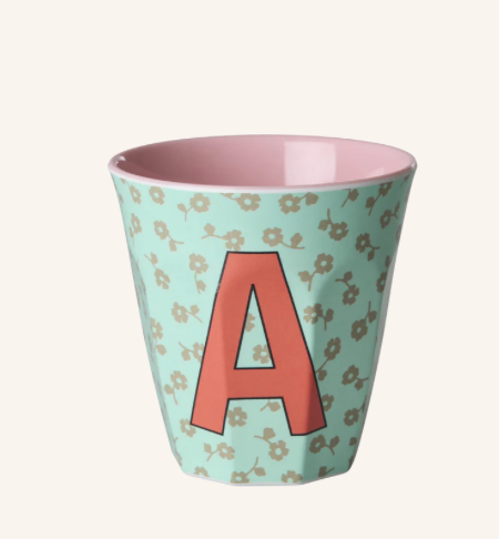 Rice Melamine Alphabet Cup with Flowers - 250ml