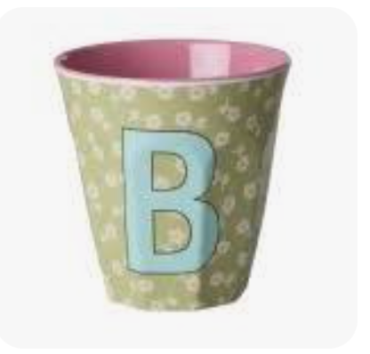 Rice Melamine Alphabet Cup with Flowers - 250ml