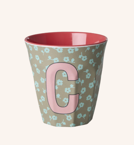 Rice Melamine Alphabet Cup with Flowers - 250ml