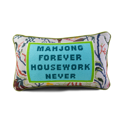 Furbish Studio Mahjong needlepoint pillow
