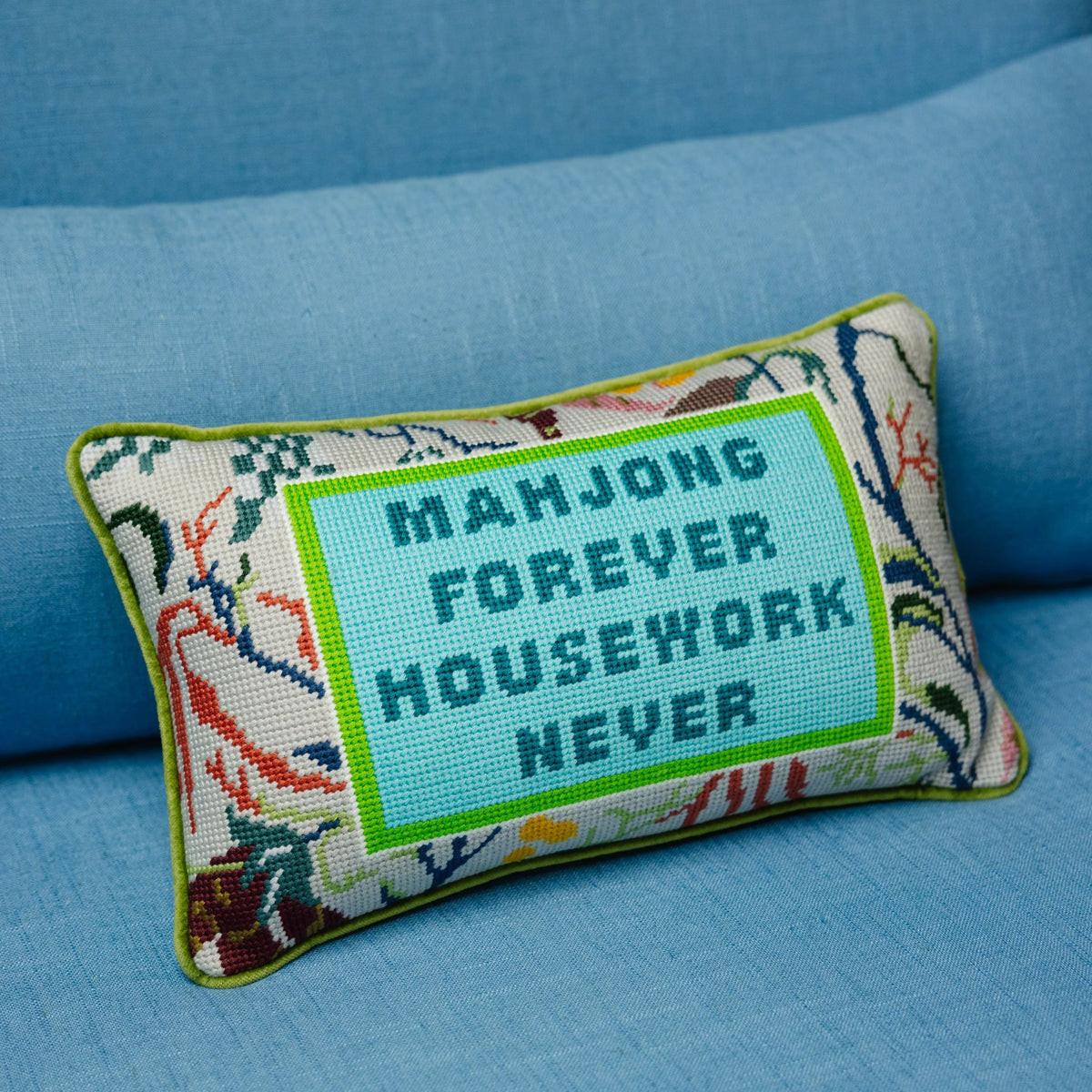 Furbish Mahjong Needlepoint Pillow, view 2