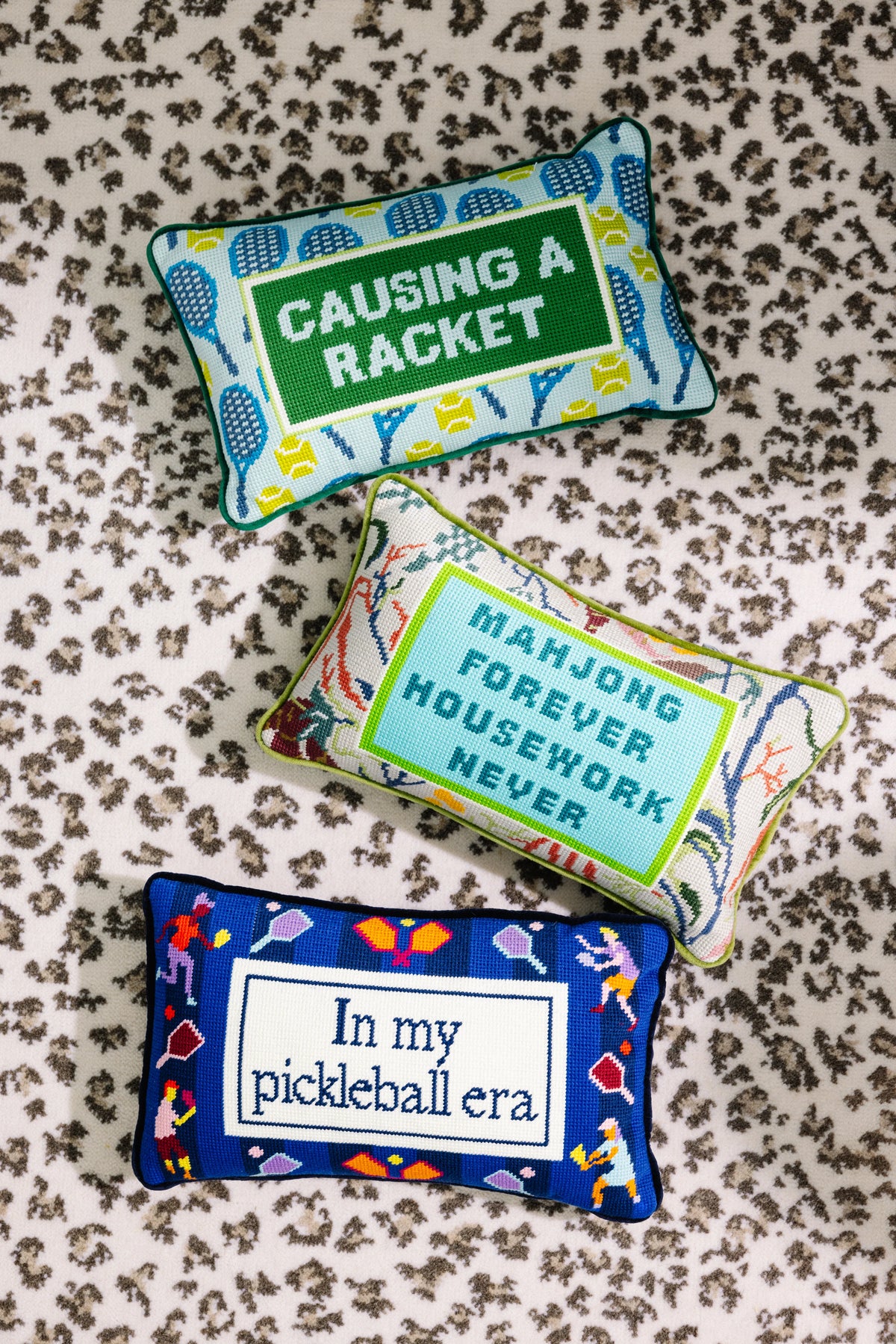 Furbish Mahjong Needlepoint Pillow, view 6