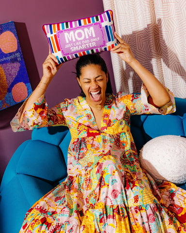 Furbish Mom Rules Needlepoint Pillow