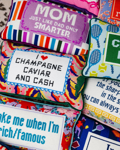 Furbish Mom Rules Needlepoint Pillow