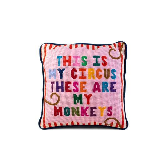 Furbish My Circus Needlepoint Pillow