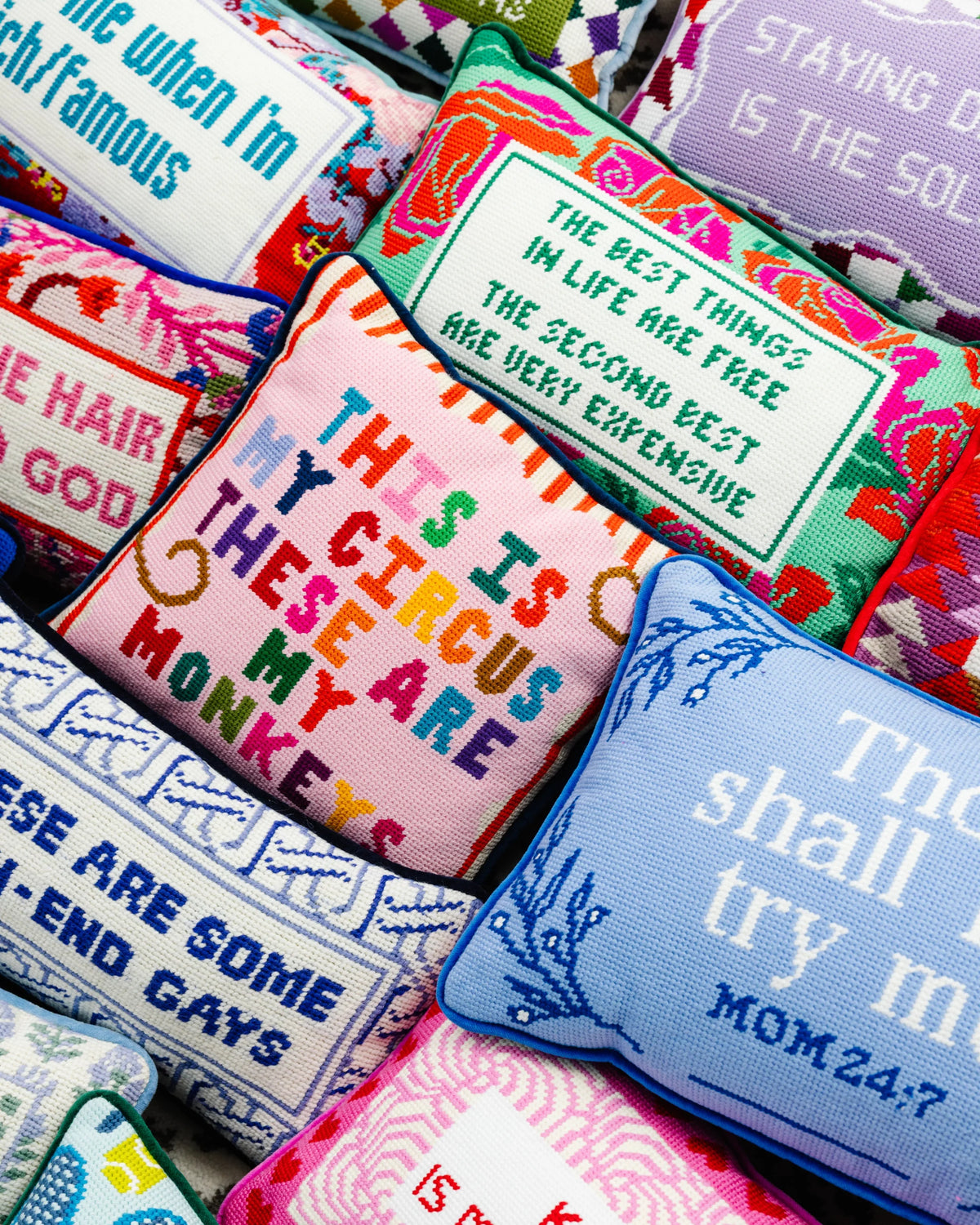 Furbish My Circus Needlepoint Pillow, view 6